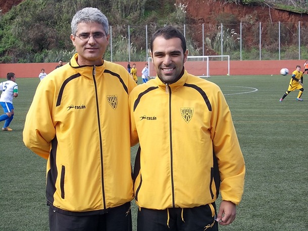 Atlético Tacoronte entrenador José Sanabria y jugador Tana