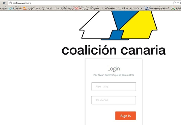 Pantalla inicial de la web de Coalición Canaria. | DA