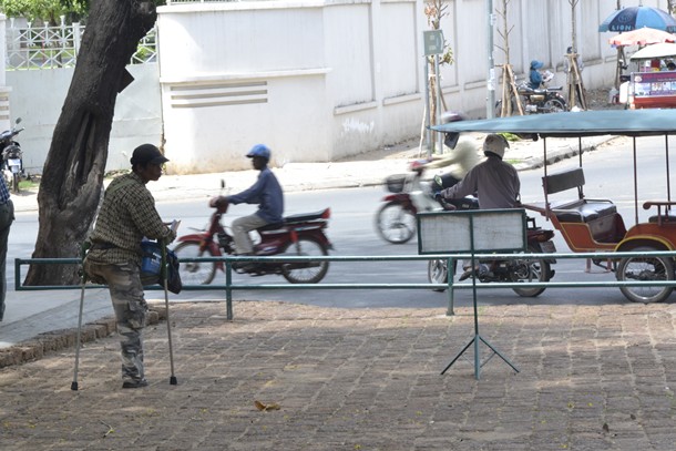 Discapacitado en el Wat Phnom de Phnom Penh