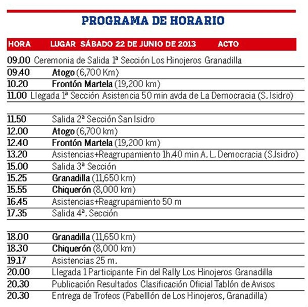 programa Horario Granadilla