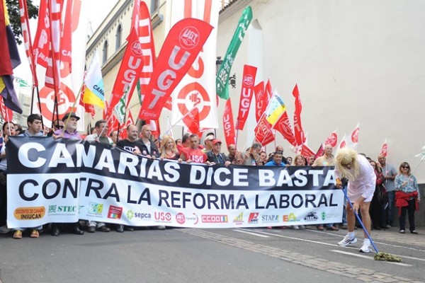 manifestacion huelga general 29 de marzo en Santa Cruz de Tenerife