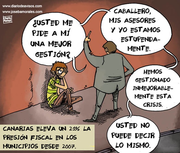 Aumento de la presión fiscal municipal, viñeta de Joseba Morales