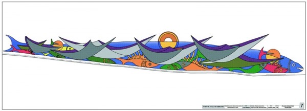 El proyecto de Pepe Dámaso consiste en un dibujo con barcos y peces en relieve. | DA