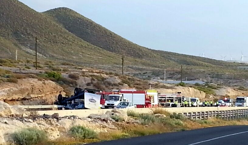 Imagen del accidente de tráfico en Arico donde falleció el conductor de un camión. | DA