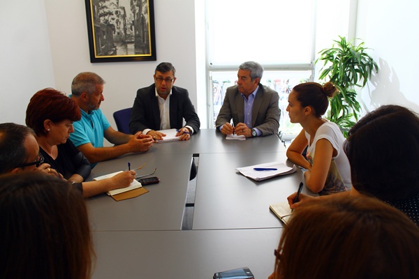 Un instante de la reunión celebrada en días pasados entre los responsables del Cabildo, el IASS y la Plataforma Tenerife. / DA