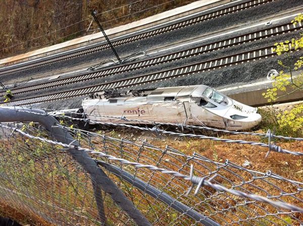 Tren accidentado en Santiago de Compostela. | EP