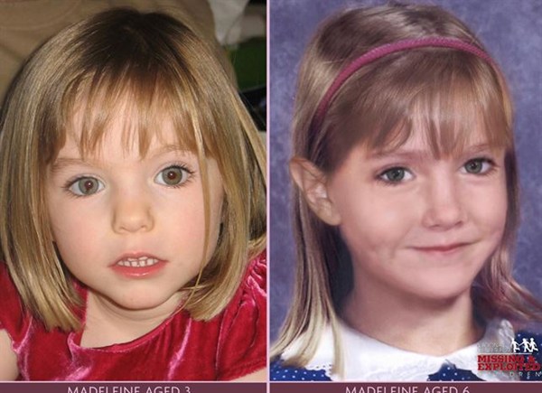 A la izquierda, Madeleine con la edad con la que desapareció y a la derecha, retrato robot de la niña con 6 años. | REUTERS
