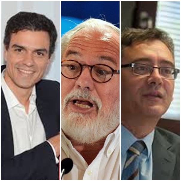 Pedro Sánchez (PSOE); Miguel Arias Cañete (PP) y Fernando Ríos (CC). / DA
