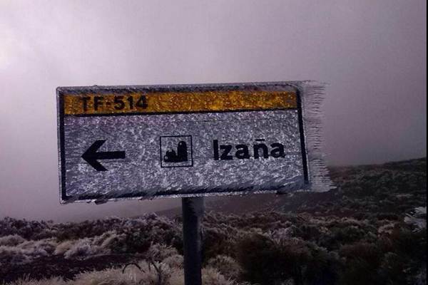 El cartel de Izaña congelado. | METEO LA MATANZA
