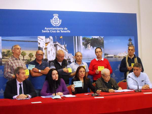 Las siete asociaciones, ayer, junto a Cristina Tavío, en la rueda de prensa ofrecida en el Ayuntamiento. | DA