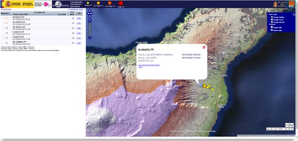 Captura de pantalla de la ubicación y magnitud de los temblores. / DA