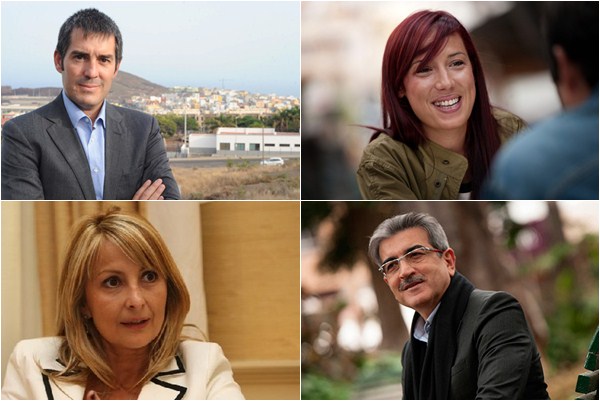 Clavijo (CC), Hernández (PSOE), Navarro (PP), Rodríguez (NC). / DA