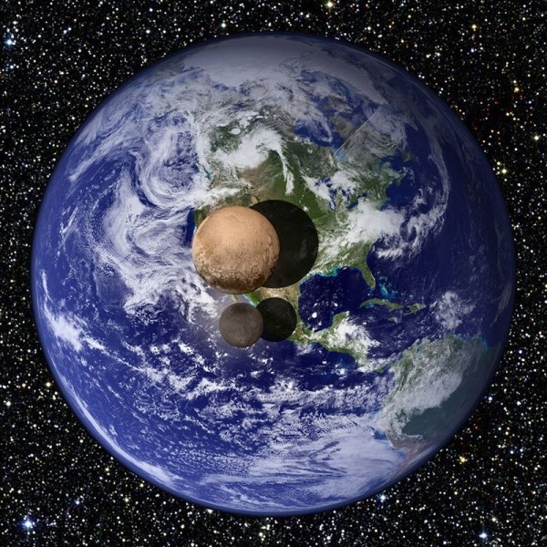 Comparativa entre la Tierra, Plutón y su luna Caronte. | NASA