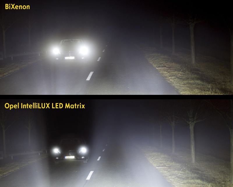 El sistema IntelliLux LED® de Opel ilumina con mayor intensidad y más larga vida útil que los faros convencionales. | DA