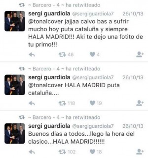 Los polémicos tuits de Sergi Guardiola. | TWITTER 