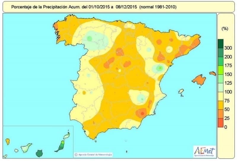 Situación de lluvias en Espana 2015