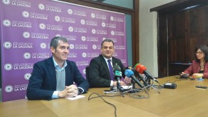 Fernando Clavijo y José Alberto Díaz, ayer en rueda de prensa. / EP