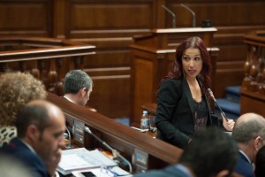La vicepresidenta del Gobierno de Canarias, Patricia Hernández, en el Parlamento. / FRAN PALLERO
