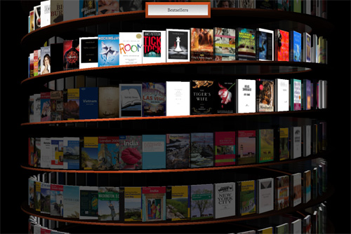 Google Books coloca en una estantería webGL todos sus títulos