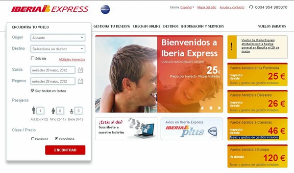 Iberia Express ya vende billetes en su web con una promoción de 46 euros para volar a Canarias