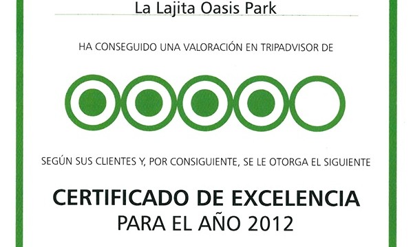 Fuerteventura Oasis Park recibe el Certificado de Excelencia Turística por su alto nivel calidad