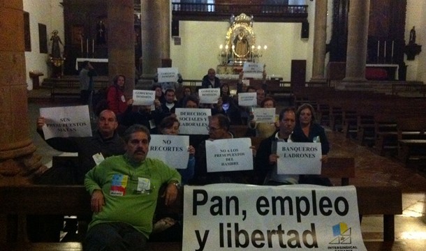 Intersindical Canaria se encierra en La Concepción de La Laguna y Catedral de Santa Ana mientras se debaten los Presupuestos