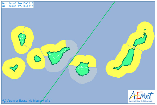 La Aemet activa este jueves el aviso amarillo en Canarias por fenómenos costeros adversos