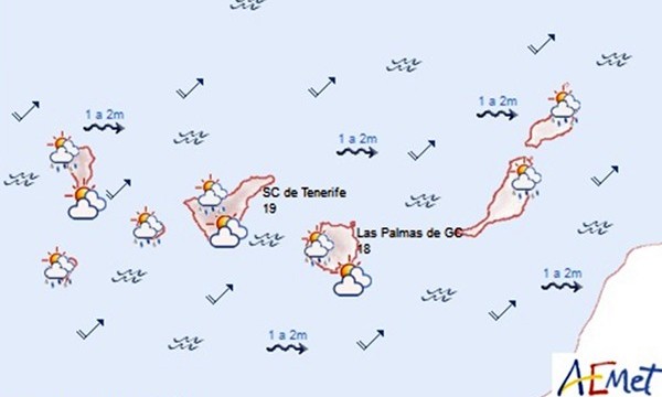 Chubascos débiles afectarán mañana a Canarias