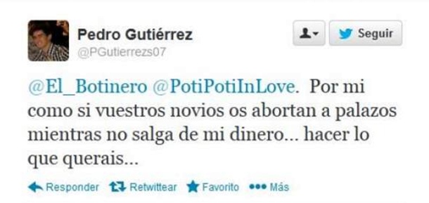 Nuevas Generaciones del PP expulsa al afiliado que tuiteó: "Por mí como si vuestros novios os abortan a palazos"