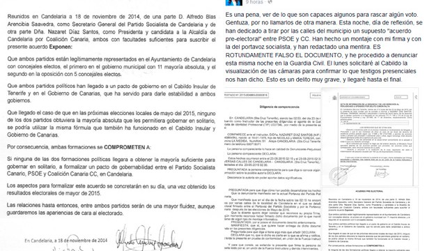 CC y PSOE denuncian una falsificación de firmas en un supuesto pacto en Candelaria